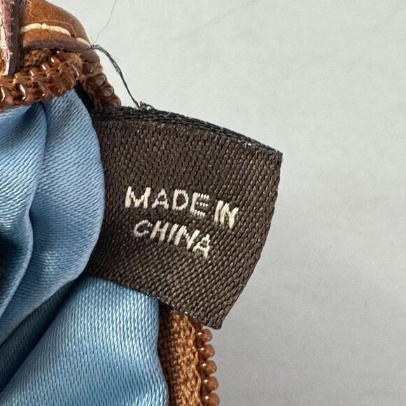 Coach Tattersall Wristlet 40990 Plaid Metallic handle Metal tag charm cream - Picture 14 of 15